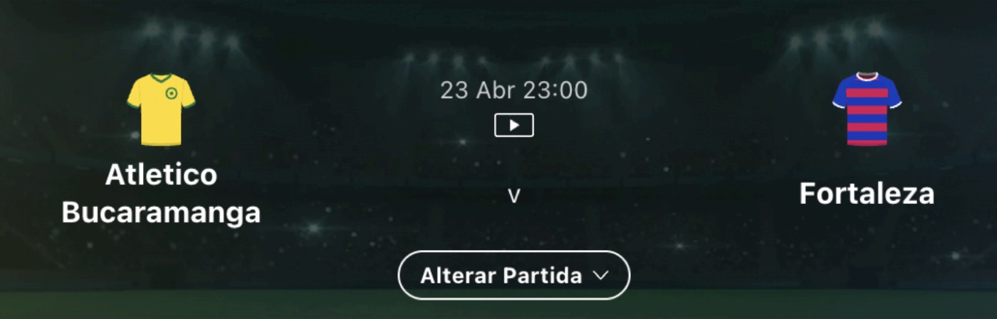 Print da partida Atlético Bucaramanga x Fortaleza na plataforma HT FT Stats